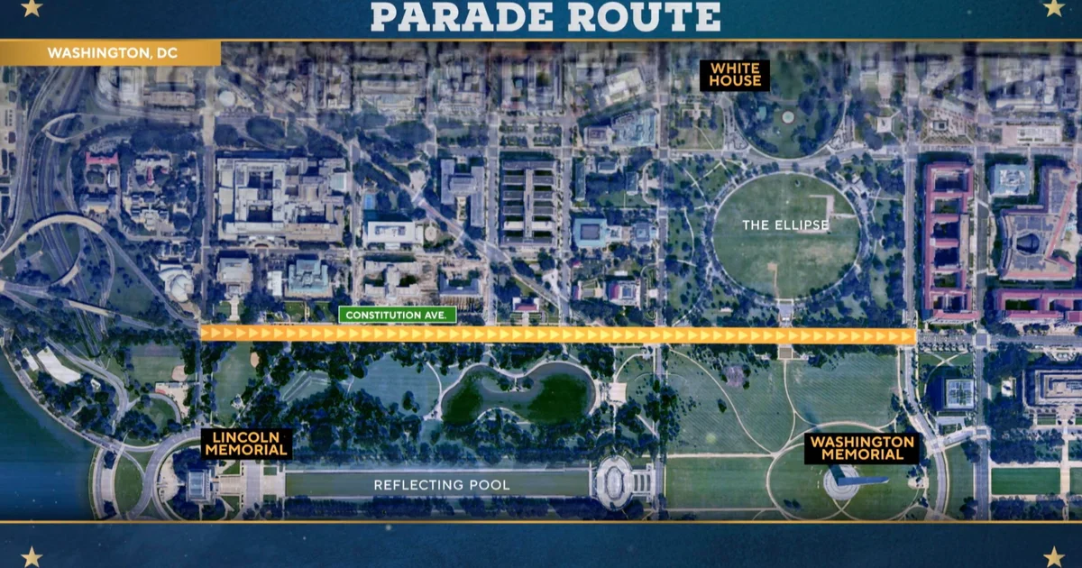 Washington DC 250th anniversary parade route map 2026